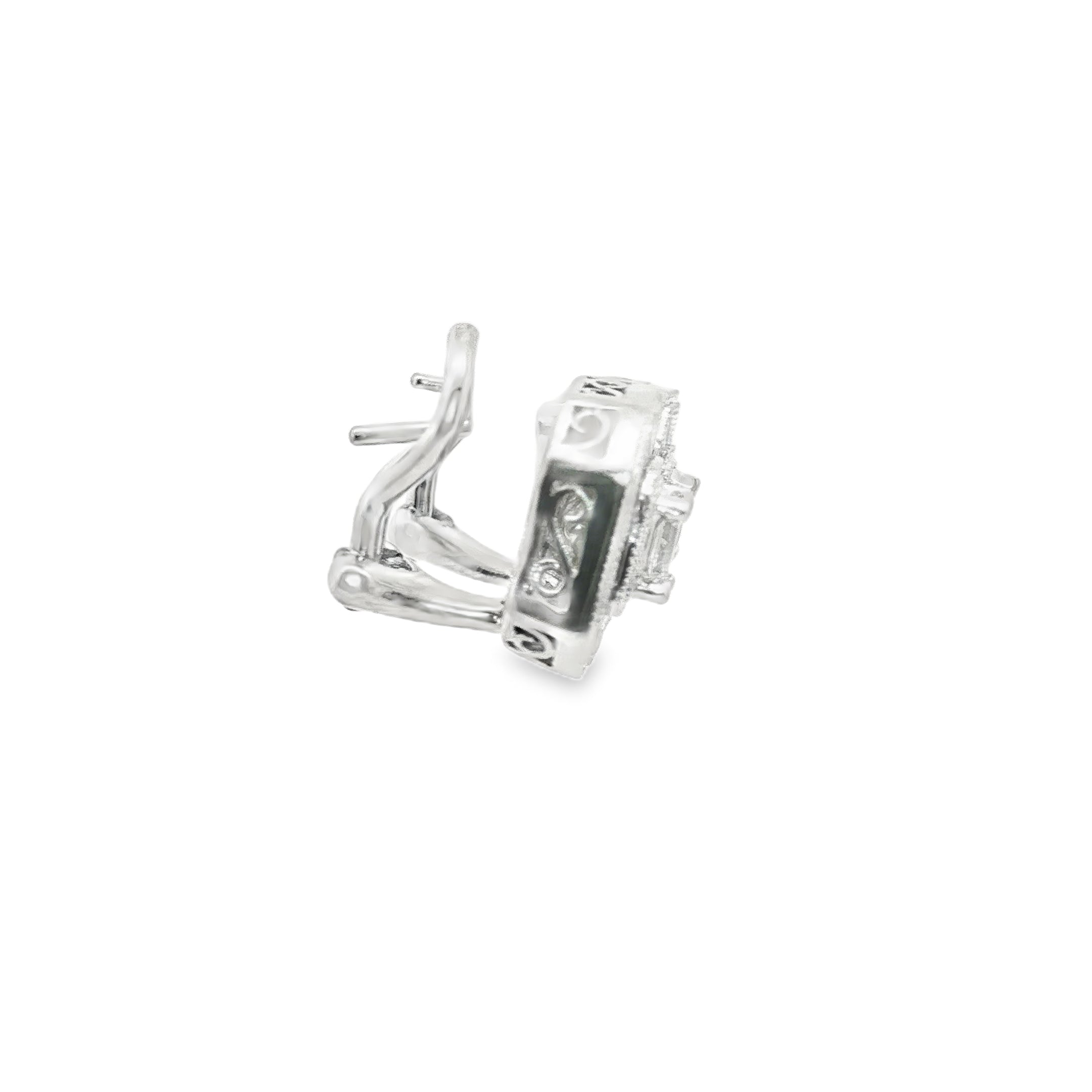 Platinum Stud Earrings with Emerald Cut Diamonds