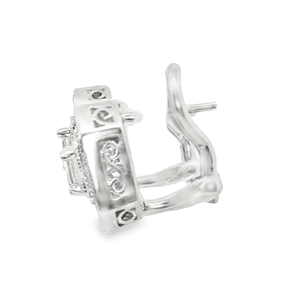 Platinum Estate Emerald Cut & Baguette 1.25 CTW Diamond Earrings