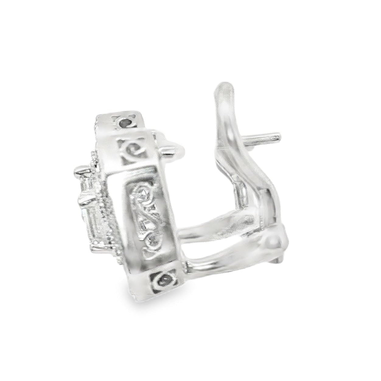 Platinum Estate Emerald Cut & Baguette 1.25 CTW Diamond Earrings