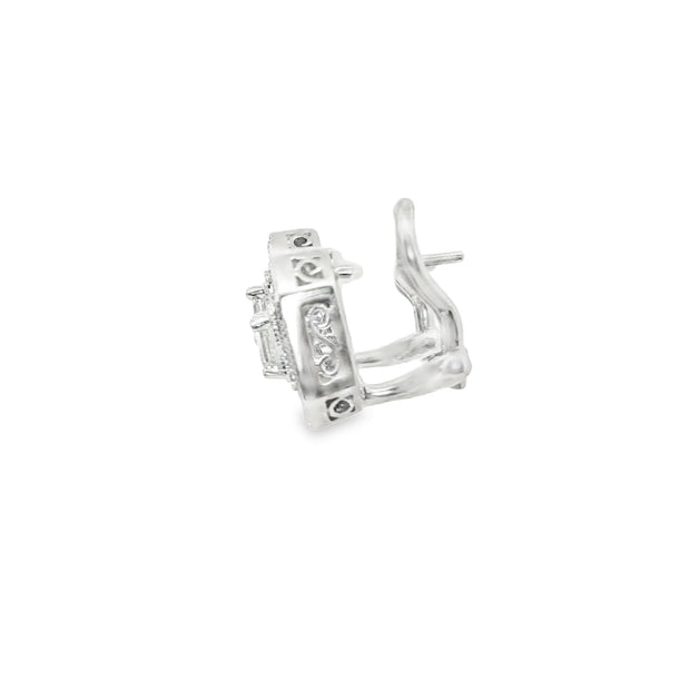 Platinum Stud Earrings with Emerald Cut Diamonds