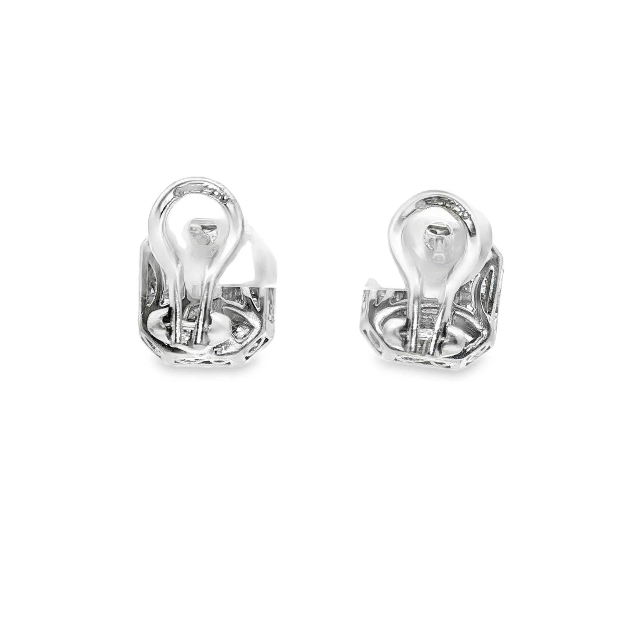 Platinum Stud Earrings with Emerald Cut Diamonds