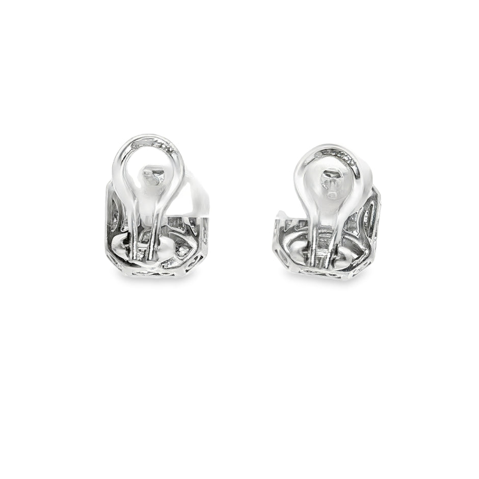 Platinum Stud Earrings with Emerald Cut Diamonds