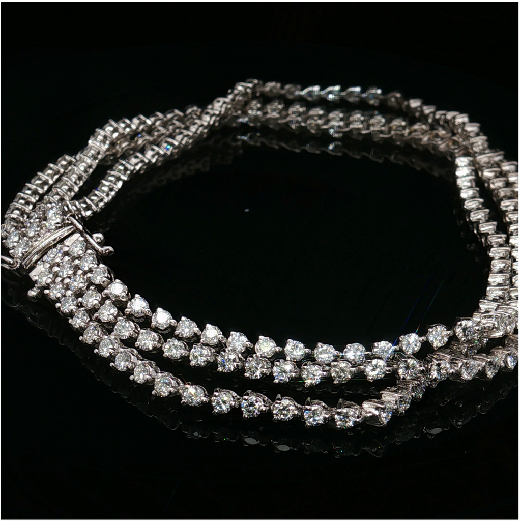 18K White Gold Triple Row 5.0 CTW Diamond Tennis Bracelet