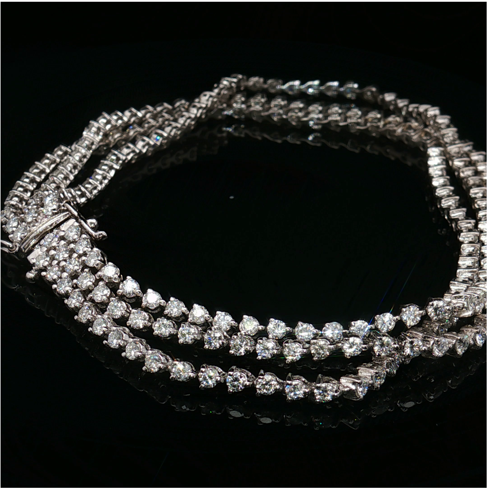 18K White Gold Triple Row 5.0 CTW Diamond Tennis Bracelet