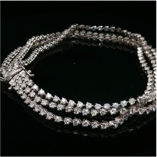 18K White Gold Triple Row 5.0 CTW Diamond Tennis Bracelet