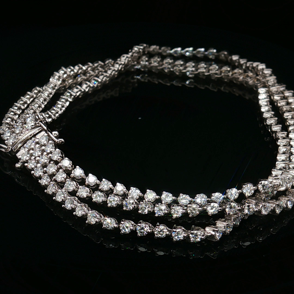 Platinum Diamond Tennis Bracelet with Round Brilliant Cut Diamonds