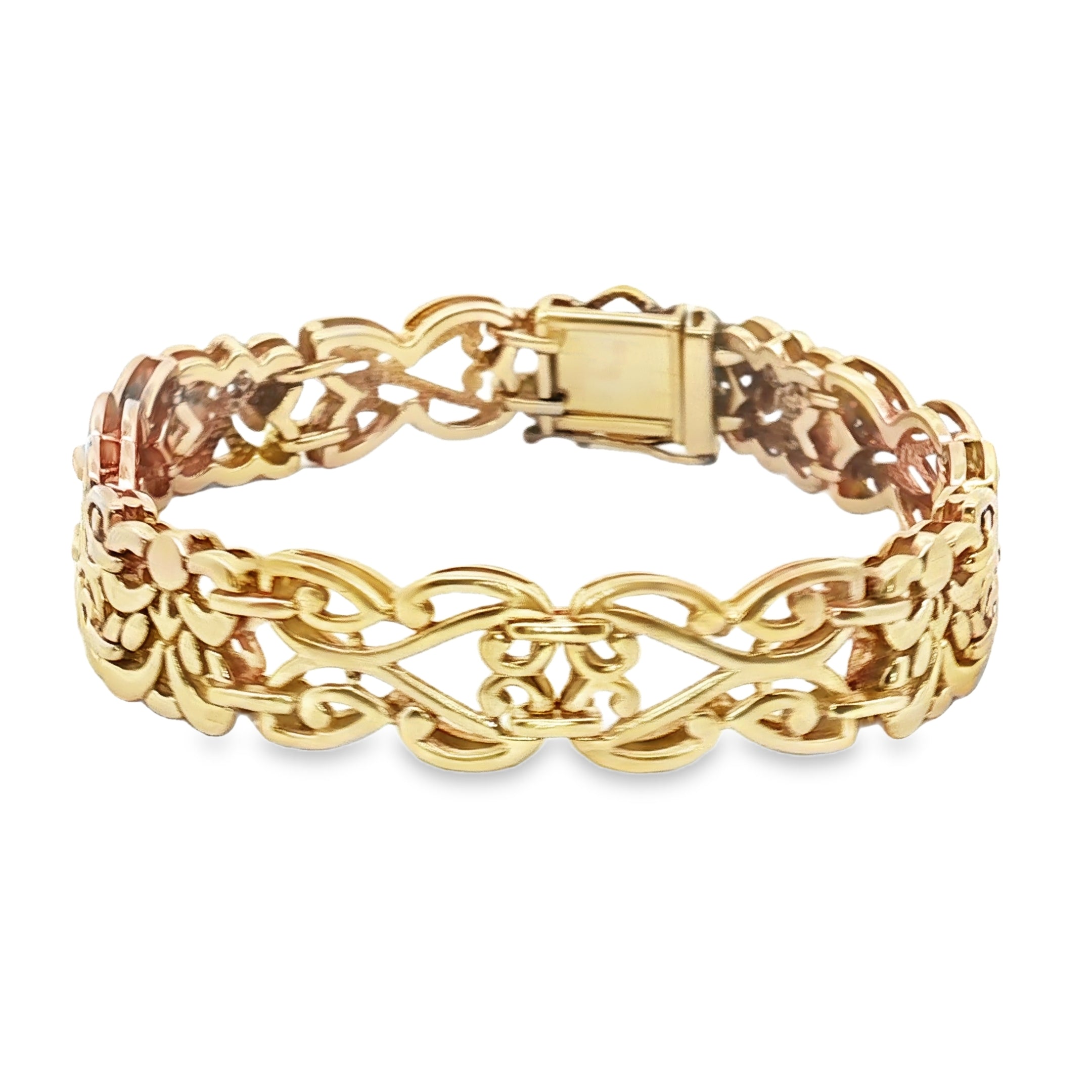 Yellow Gold Chain Bracelet with Dark Green Jade Cabochon