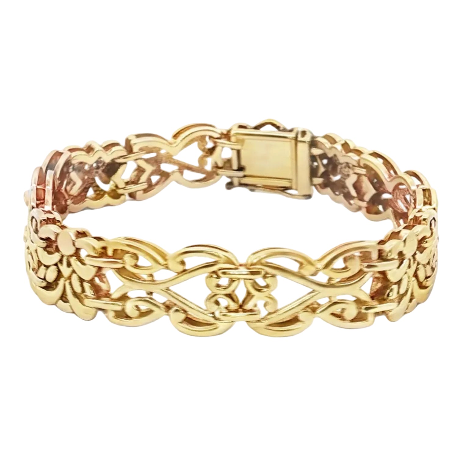 14K Yellow Gold Byzantine Bracelet with Green Cabochon Accent