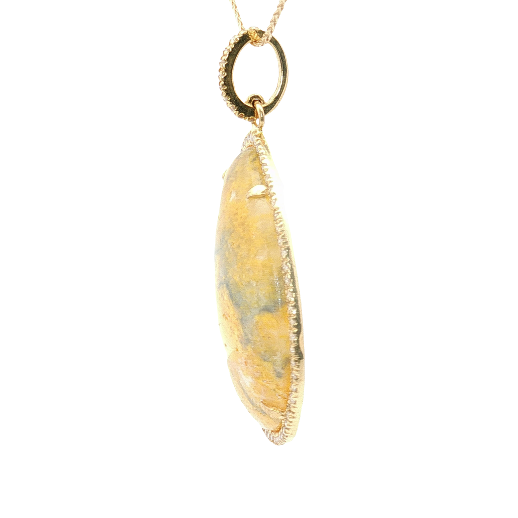 18k Yellow Gold 24 Carat "Bumblebee" Jasper and 0.53 Carat Diamond Pendant