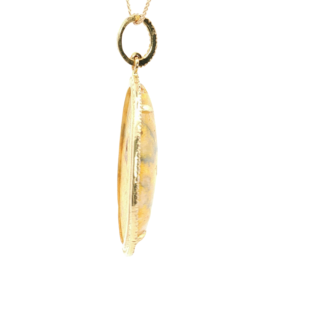 18k Yellow Gold 24 Carat "Bumblebee" Jasper and 0.53 Carat Diamond Pendant