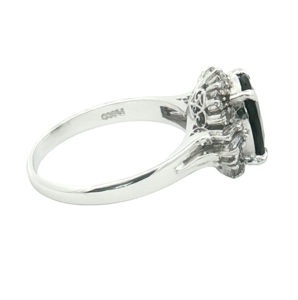 Platinum 2.75 Carat Sapphire & Diamond Estate Ring