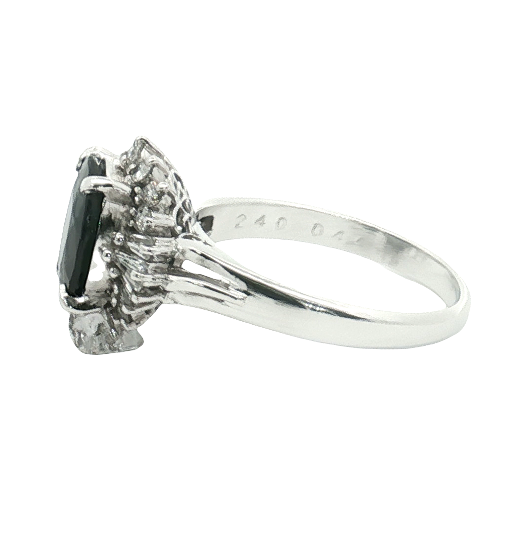 Platinum 2.75 Carat Sapphire & Diamond Estate Ring