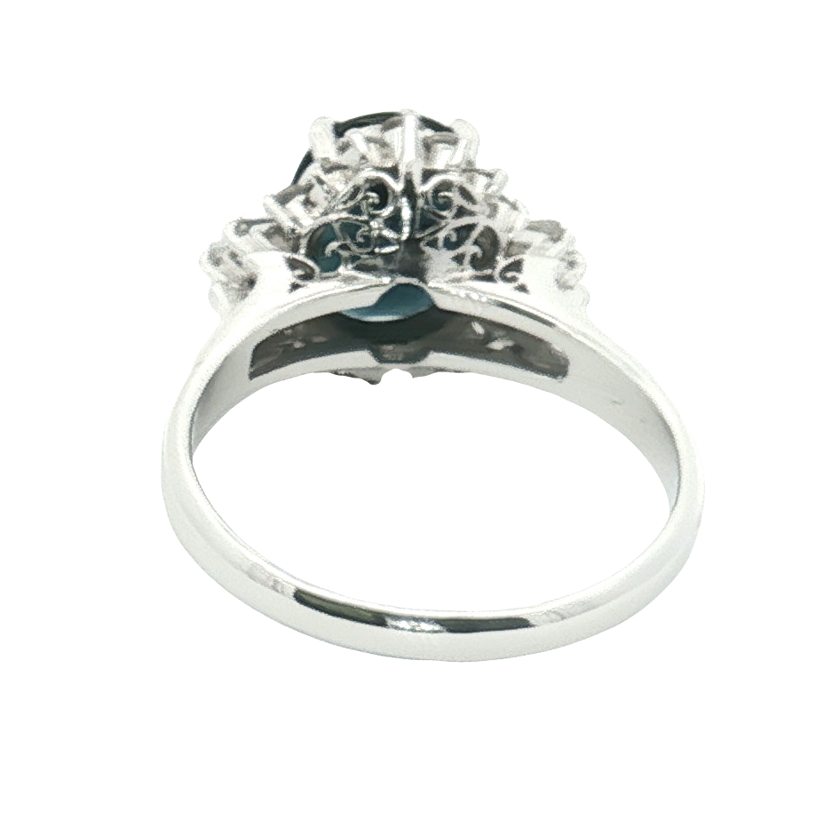 Platinum 2.75 Carat Sapphire & Diamond Estate Ring