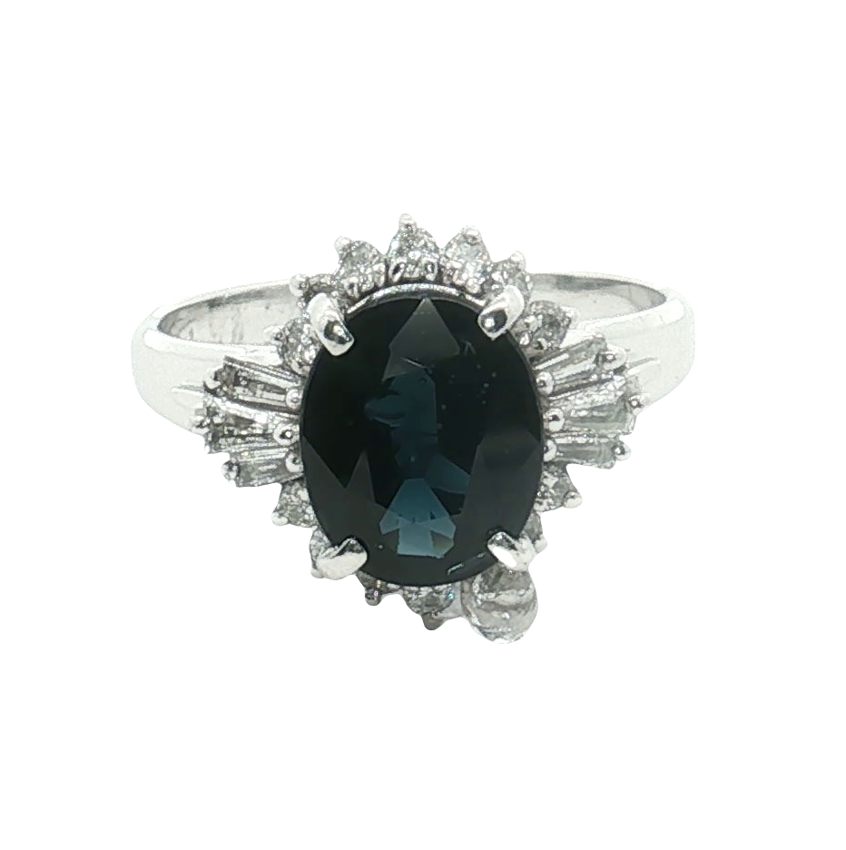 Platinum 2.75 Carat Sapphire & Diamond Estate Ring