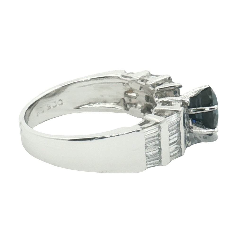 Platinum 1.50 Carat Sapphire & Diamond Estate Ring