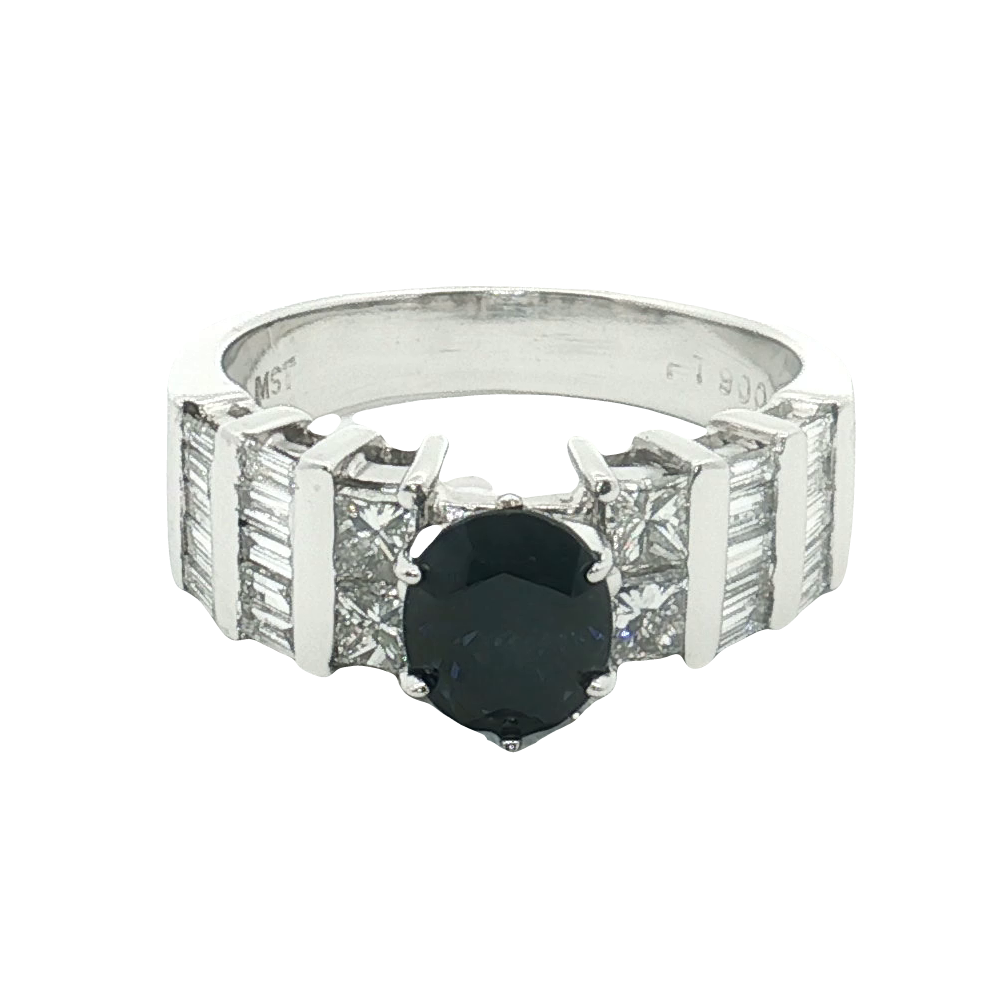 Platinum 1.50 Carat Sapphire & Diamond Estate Ring