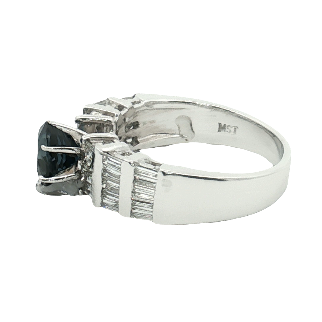 Platinum 1.50 Carat Sapphire & Diamond Estate Ring