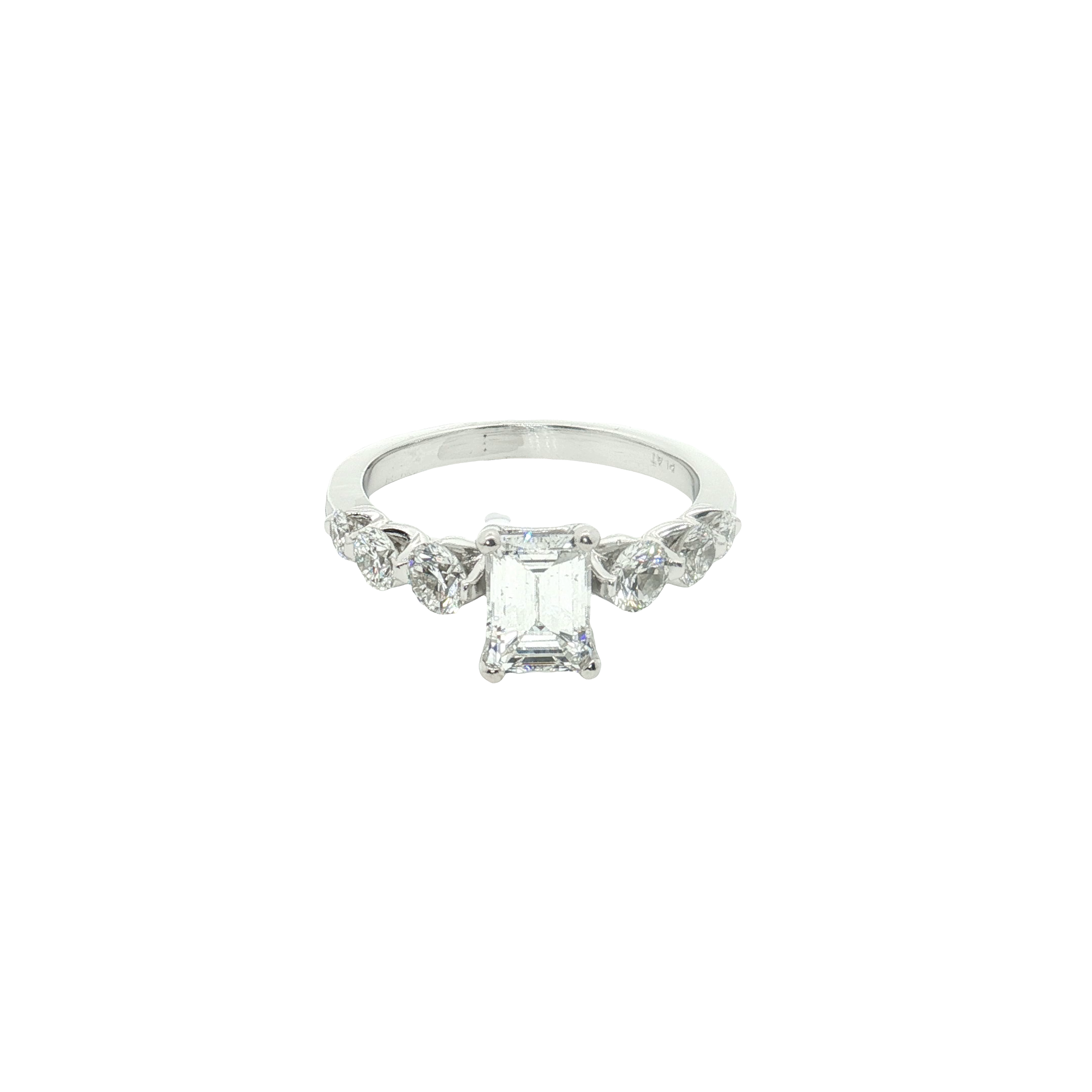 Platinum Multistone Ring with Emerald Cut Diamond
