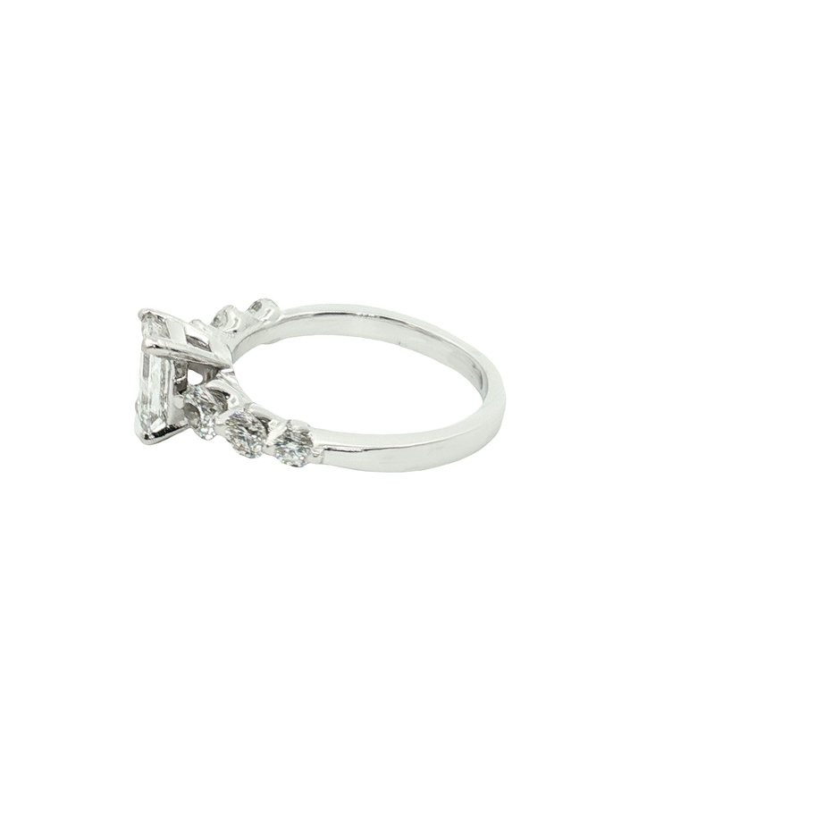 Platinum Multistone Ring with Emerald Cut Diamond