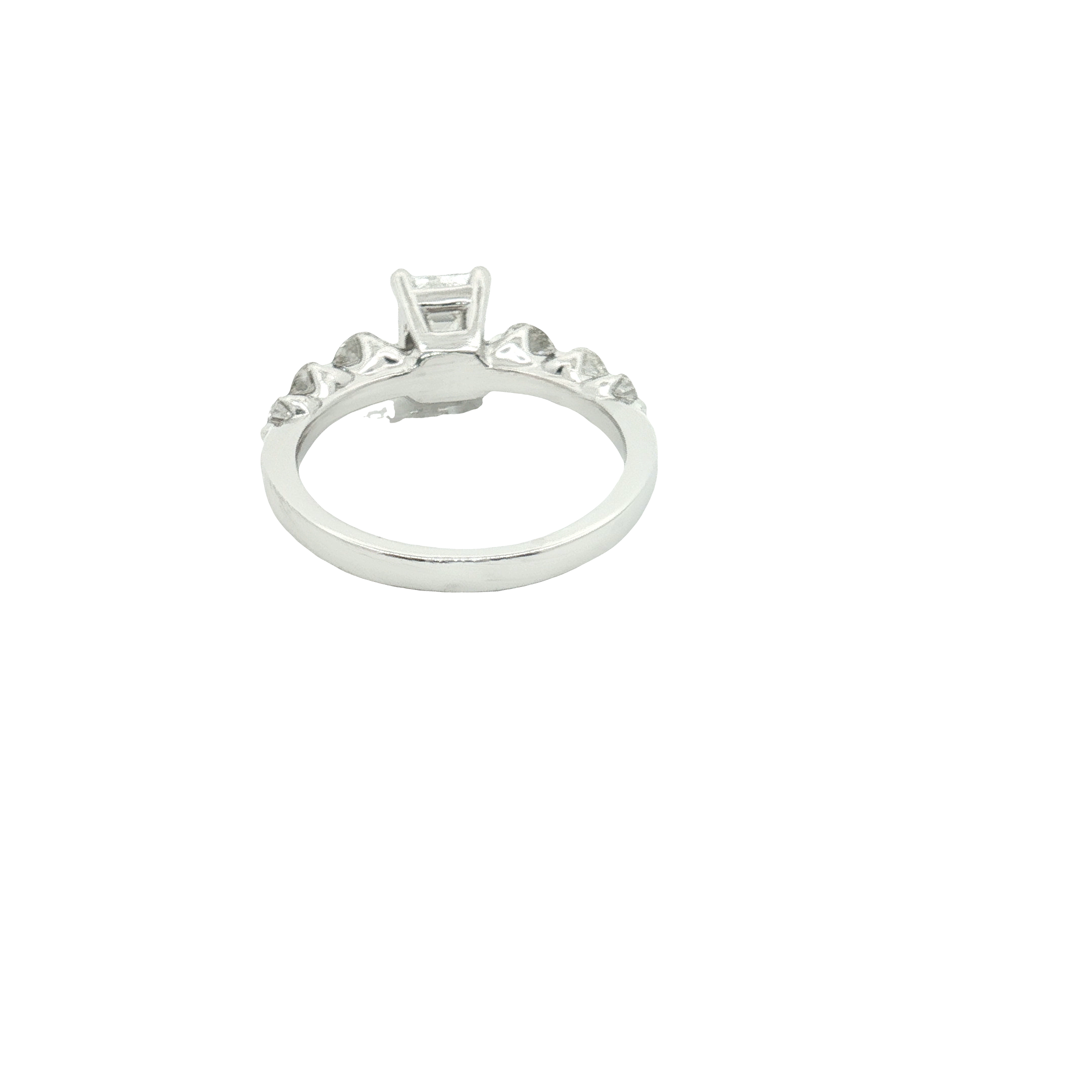 Platinum Multistone Ring with Emerald Cut Diamond