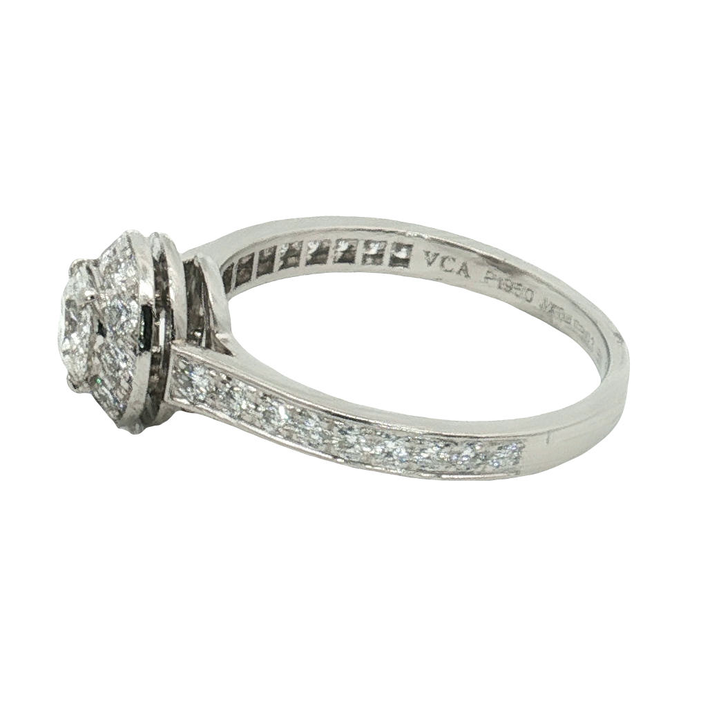 Van Cleef & Arpels Platinum Diamond Halo Ring – Approx. 0.60CTW