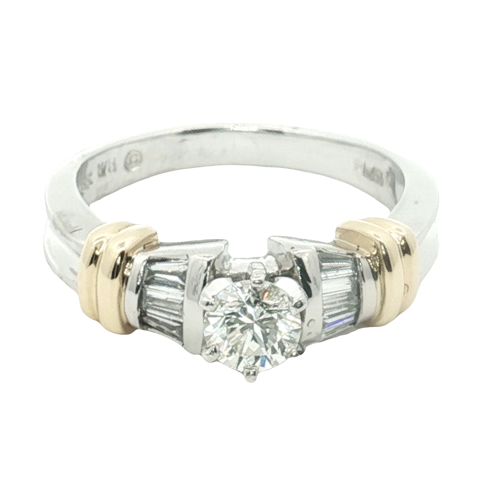Estate Platinum & 18K Yellow Gold Diamond Solitaire Ring