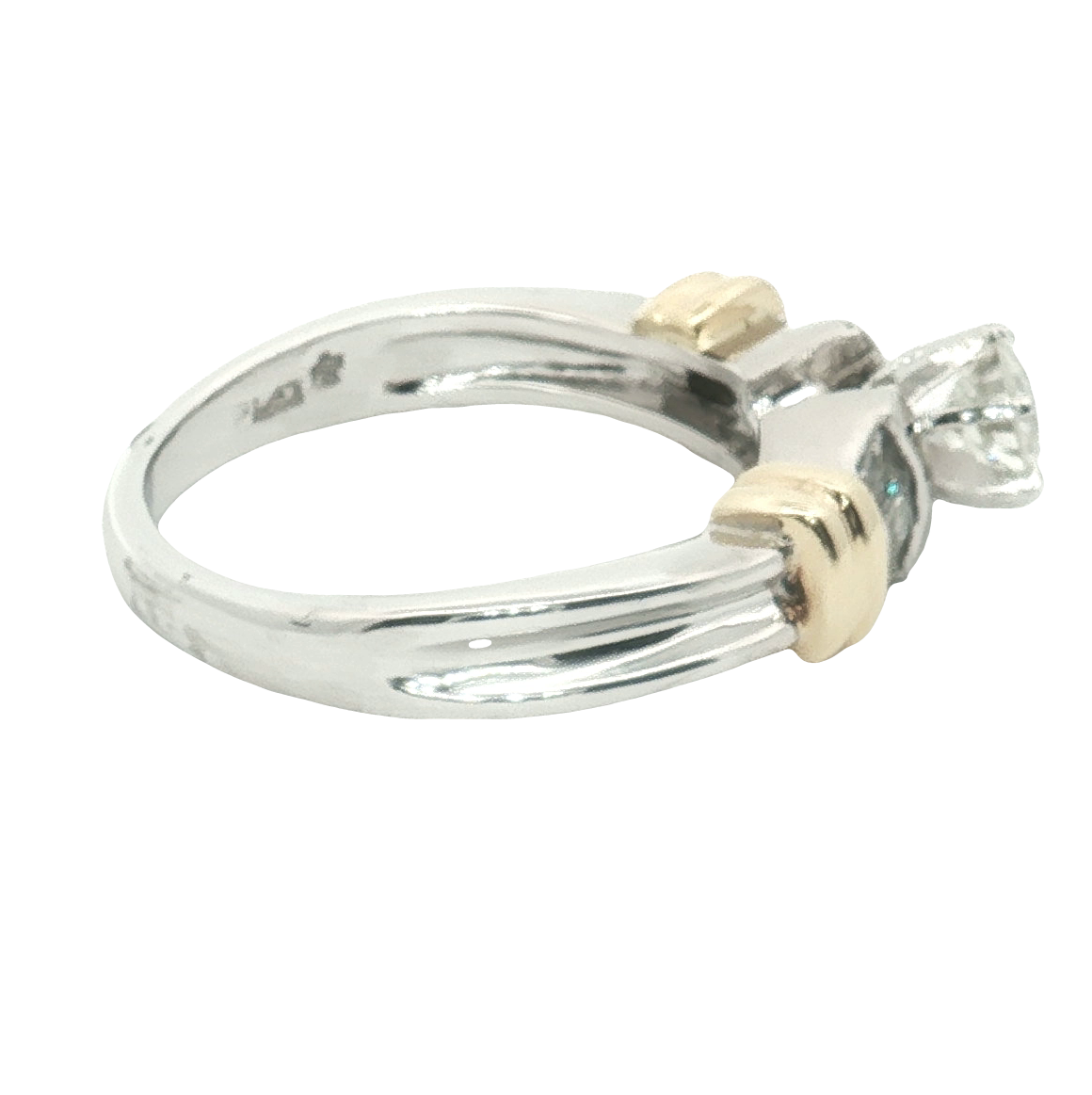Estate Platinum & 18K Yellow Gold Diamond Solitaire Ring