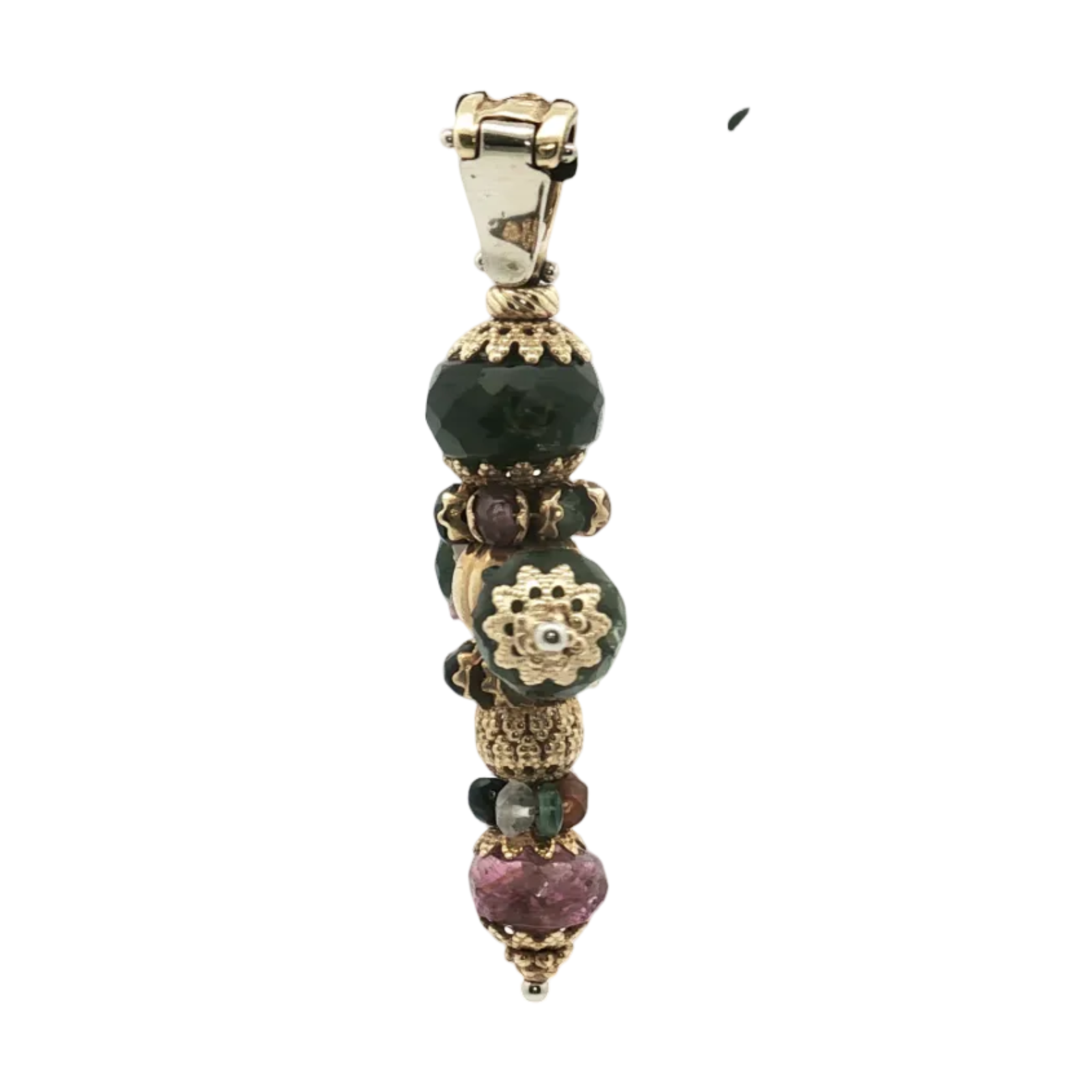 Estate 18K Yellow Gold Beaded Tourmaline Pendant