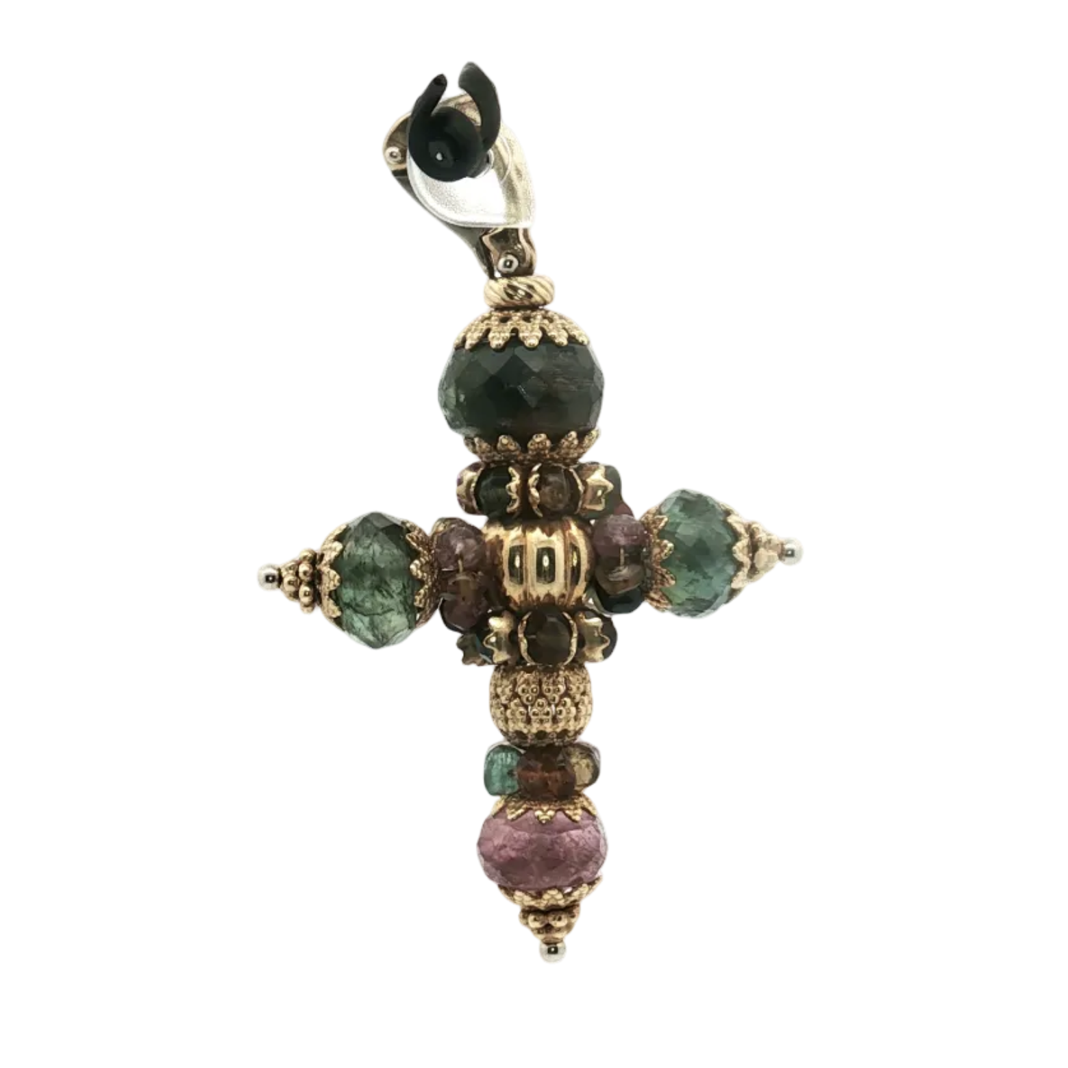 Estate 18K Yellow Gold Beaded Tourmaline Pendant