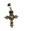 Yellow Gold Cross Pendant with Round Cabochon Tourmaline