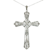 Platinum over Silver Diamond Cross Charm Necklace