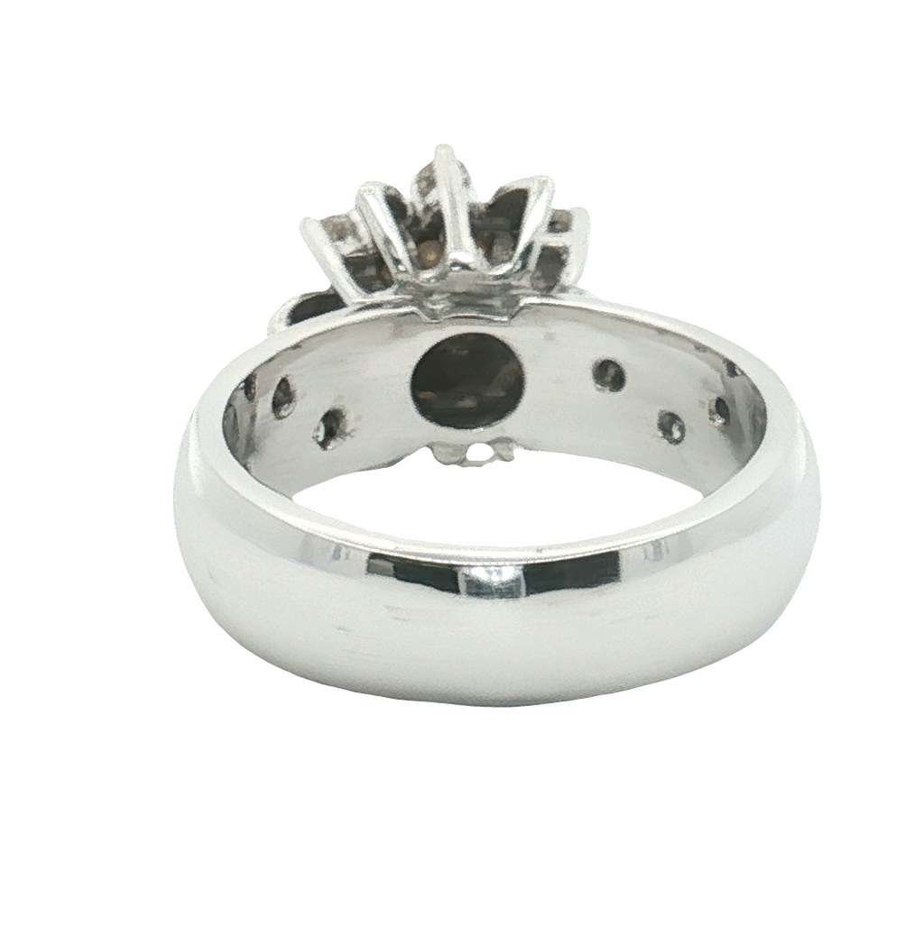 14K White Gold Estate Pearl & Diamond Ring