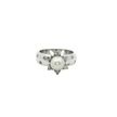 Pearl and Diamond Cabochon Ring in Silver Finish