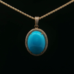Yellow Gold Charm Pendant with Oval Turquoise Cabochon