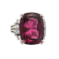 14K White Gold 13.82 Carat Rhodolite Garnet and Diamond Ring (GIA Certified)