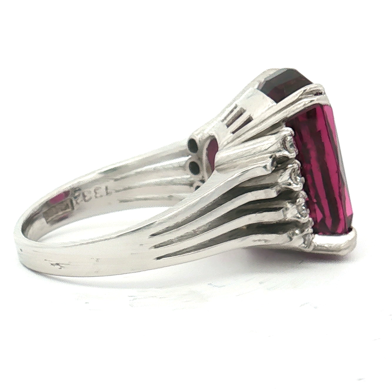 14K White Gold 13.82 Carat Rhodolite Garnet and Diamond Ring (GIA Certified)