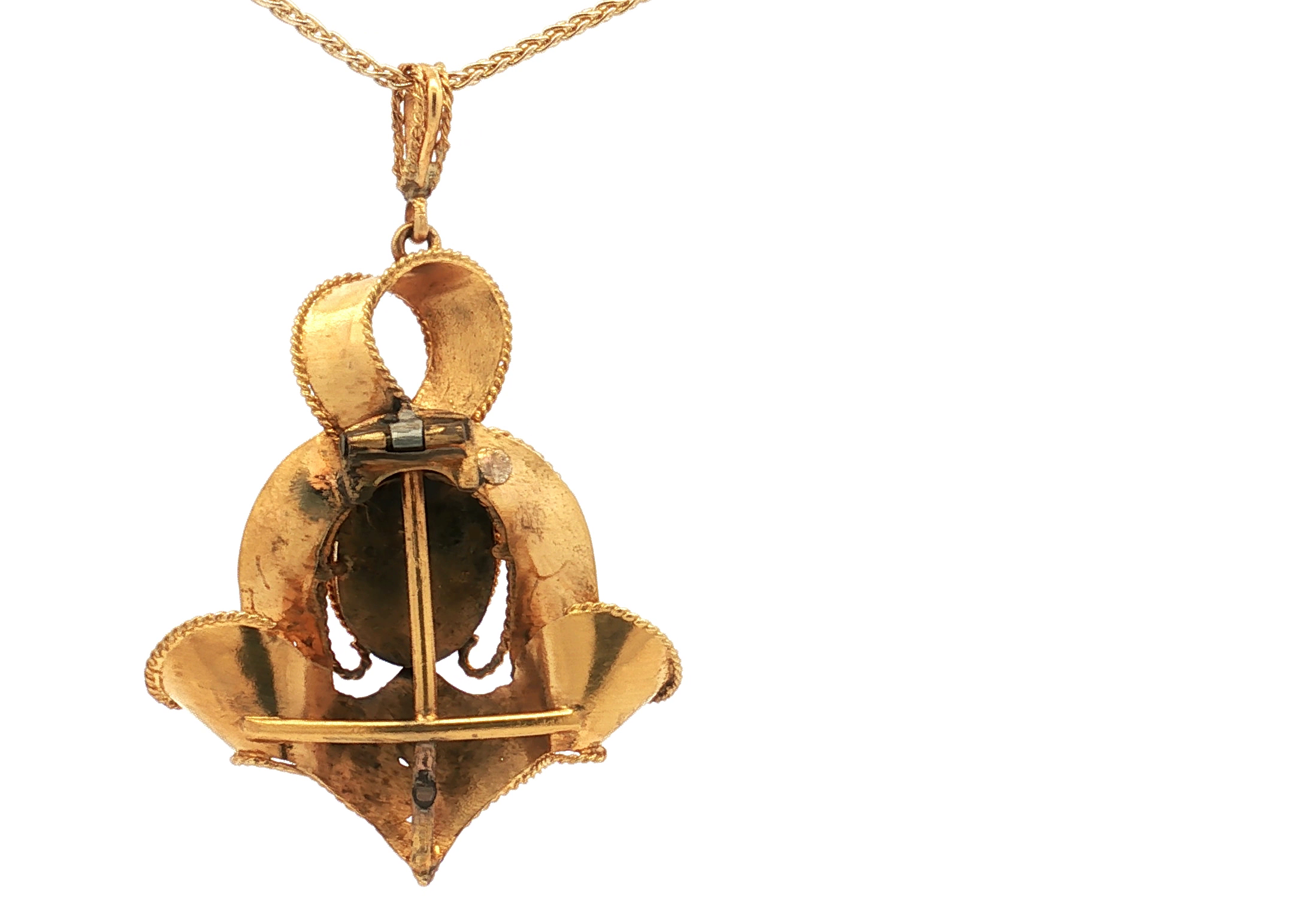 Antique 18K Yellow Gold Five Carat Garnet Cabochon Pendant