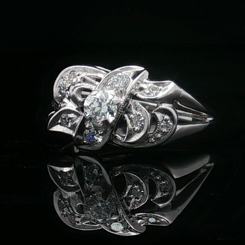 14K White Gold Estate Diamond Ring, c. 1930s–1940s