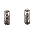 14K White Gold Chocolate & White Diamond Huggie Earrings