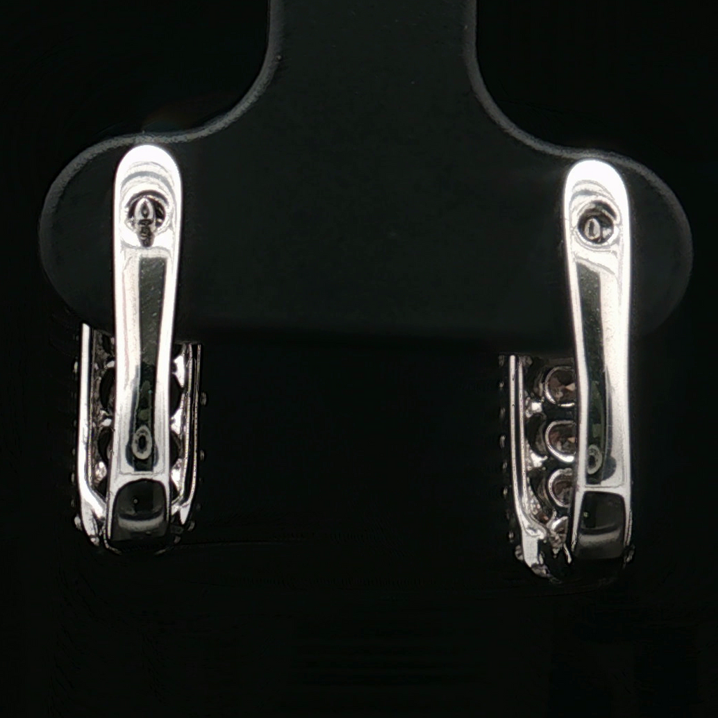 14K White Gold Chocolate & White Diamond Huggie Earrings