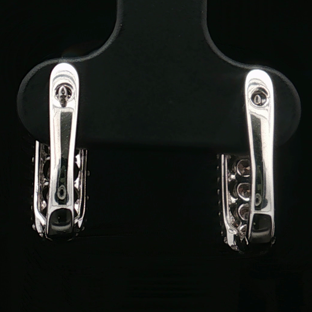 14K White Gold Chocolate & White Diamond Huggie Earrings