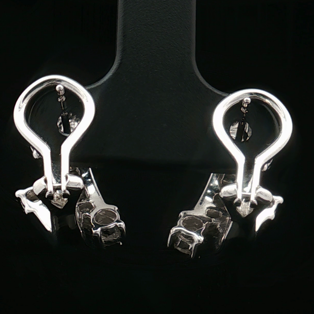 Estate 14K White Gold Diamond  0.70 Carat Omega Back Earrings