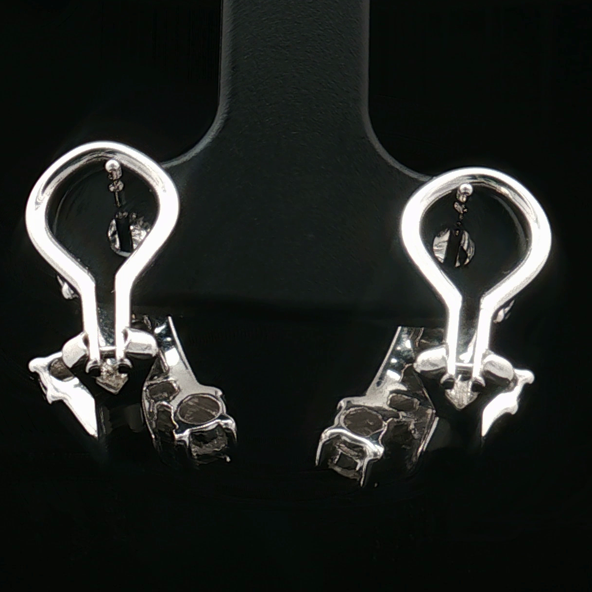 Estate 14K White Gold Diamond  0.70 Carat Omega Back Earrings
