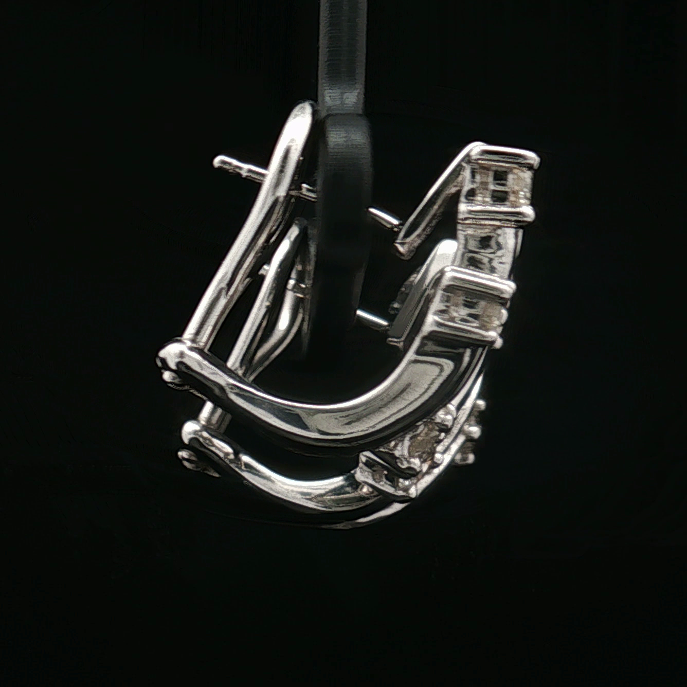 Estate 14K White Gold Diamond  0.70 Carat Omega Back Earrings