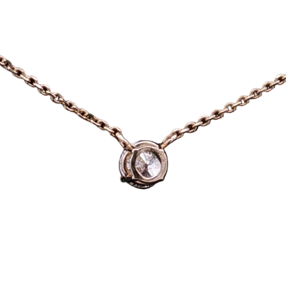 Estate 14K Yellow Gold Diamond Solitaire Necklace - 18"