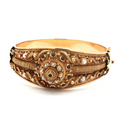 Vintage 22K Yellow Gold Garnet and Pearl Bangle Bracelet