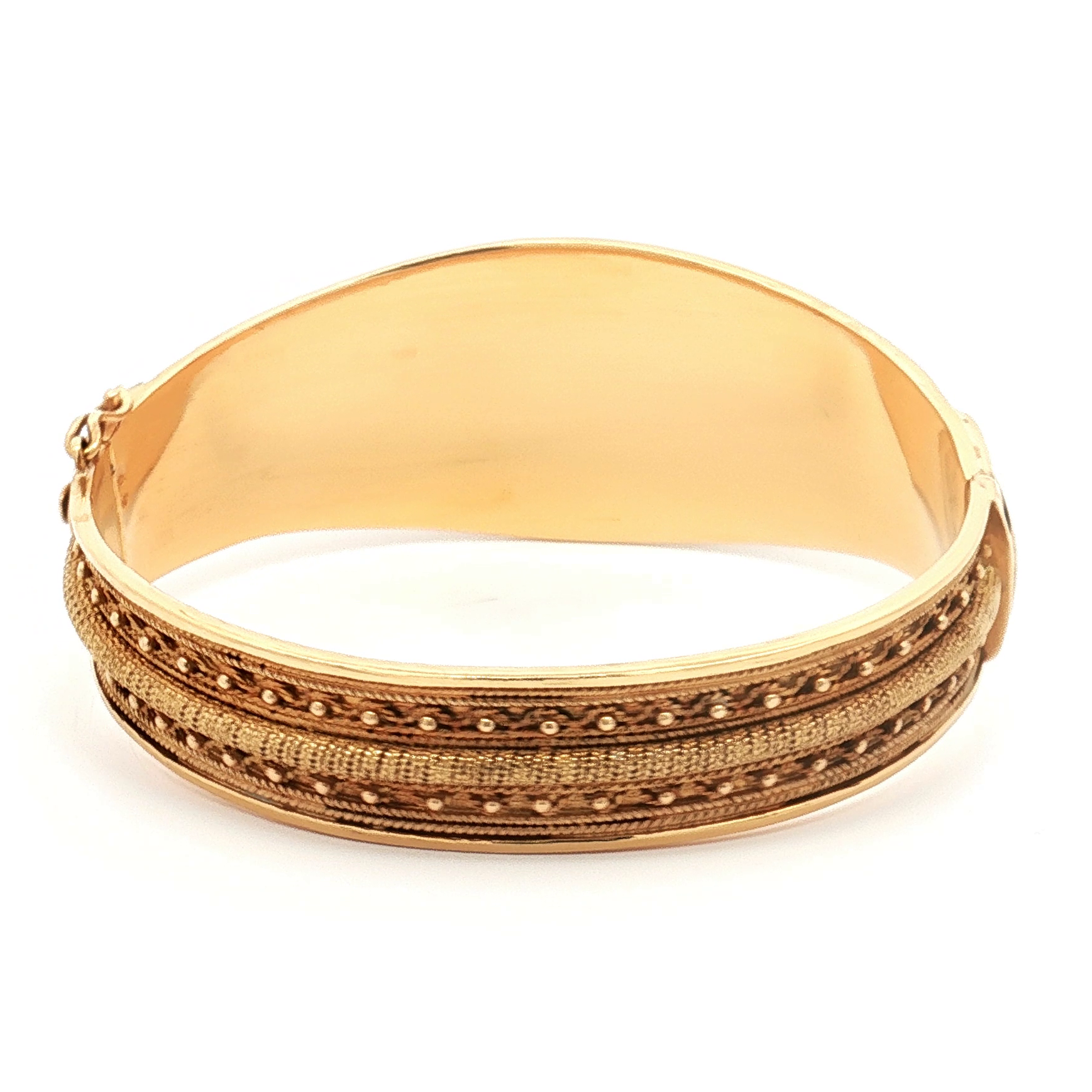 Vintage 22K Yellow Gold Garnet and Pearl Bangle Bracelet