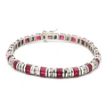 18K White Gold Ruby and Diamond Line Bracelet