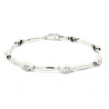 Estate 14K White Gold Diamond Station Link Bracelet