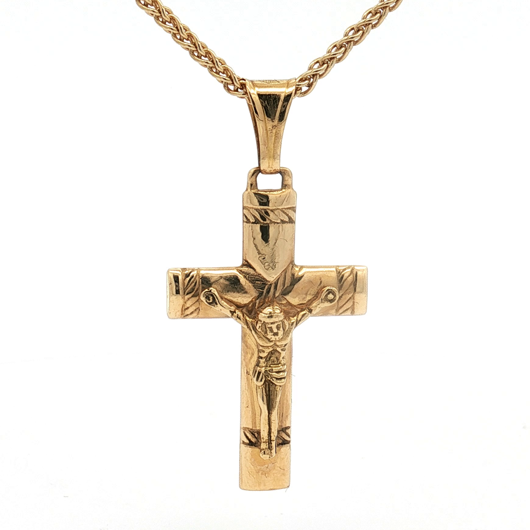 Estate 18K Yellow Gold Crucifix Pendant